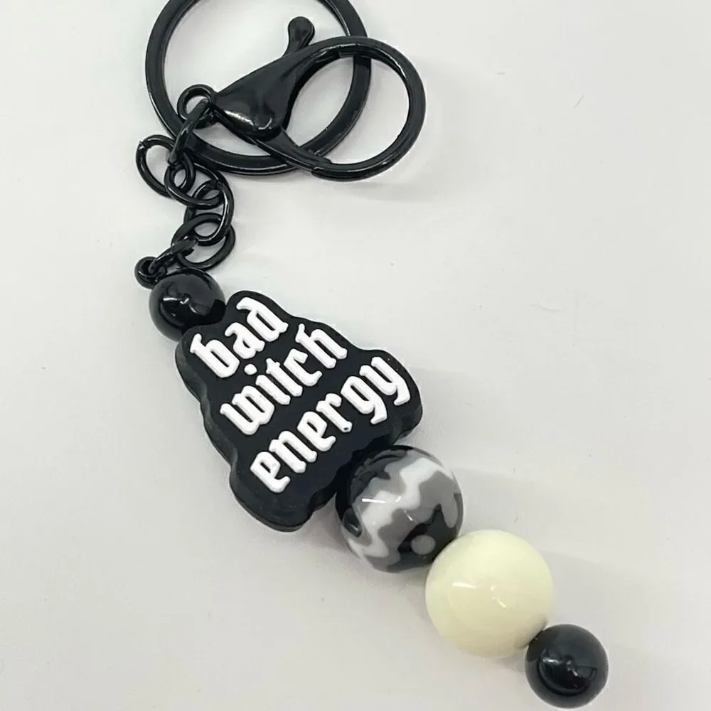 Keychain purse charm Beaded Keychain For Women, Silicone bead Bad Witch Energy